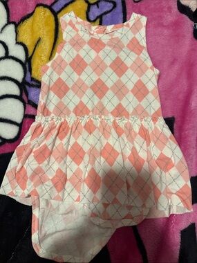 Carly Jean Los Angeles Pink and White Argyle One-Piece Dress